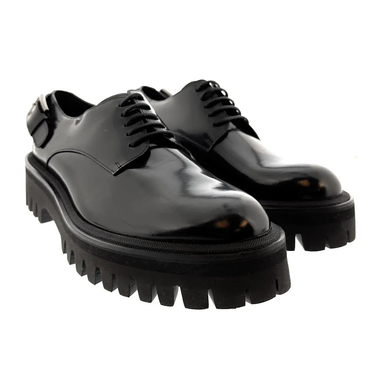 Dolce Gabbana Black Chunky Sole Derby Shoes For Men-EU37