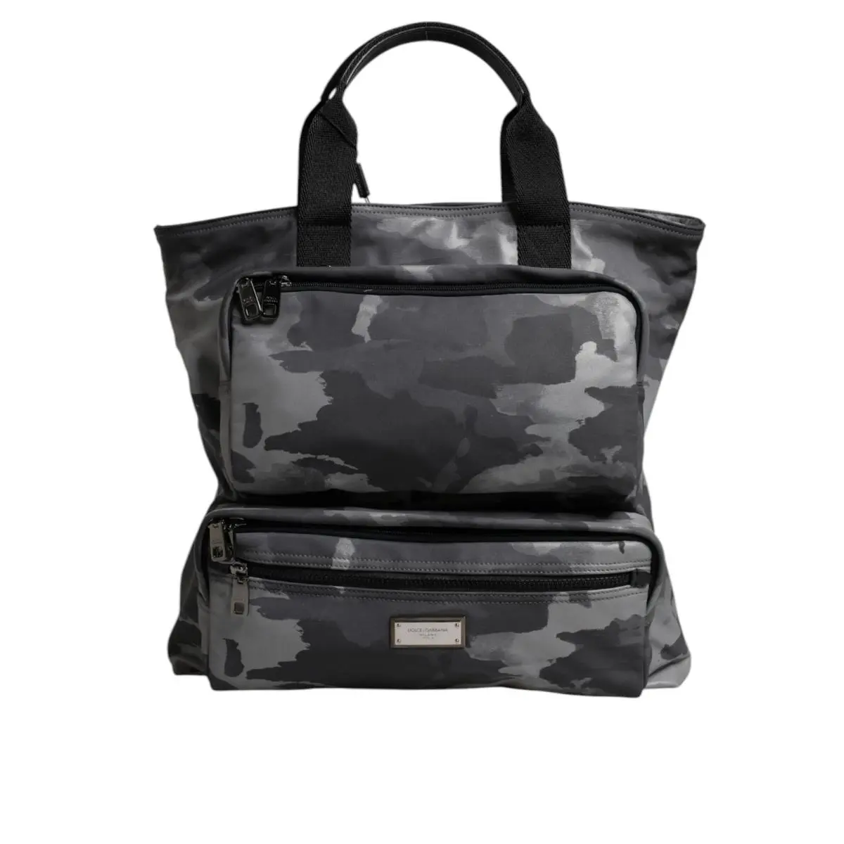 Dolce Gabbana Gray Camo Cotton Multiple Compartments Tote Bag - BAG4351 by Dolce & Gabbana