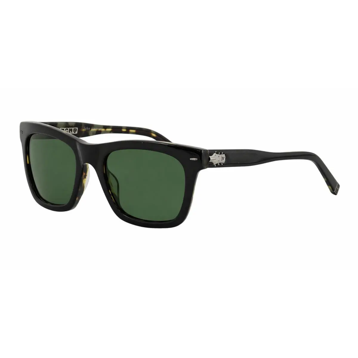 John Varvatos V510 Unisex Sunglasses Black Tortoise Green Lens - Frame: Black, Lens: Green