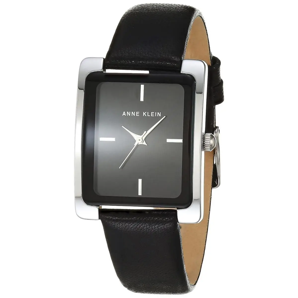 Anne Klein Women`s Leather Strap Watch AK/2706 Black/silver