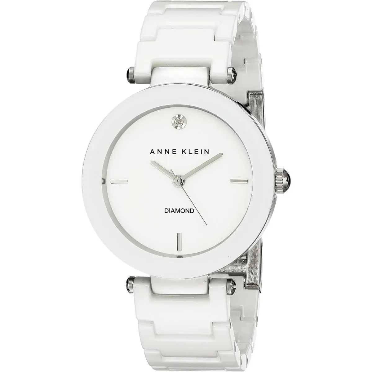 Anne Klein Women`s Black Ceramic Bracelet Watch with Diamond Accent
