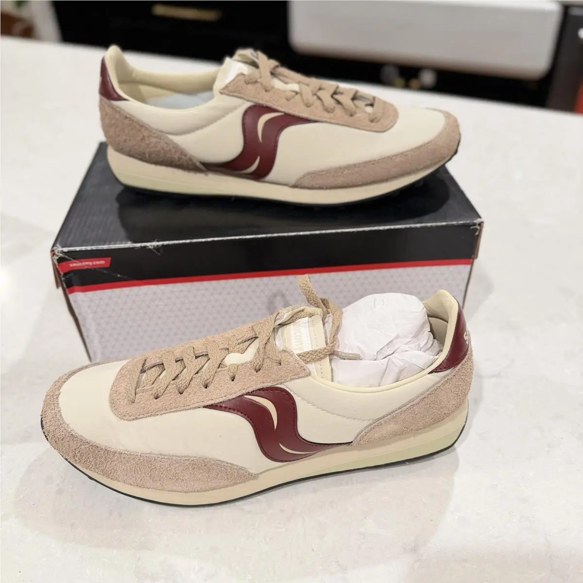 S70883-2 Saucony Trainer 80 Brown Red Men Shoes Sneakers Size 10.5