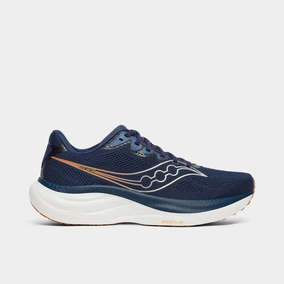 Men`s Saucony Ride 19 Running Shoes Navy/gum S2105505 410 SZ 7.5