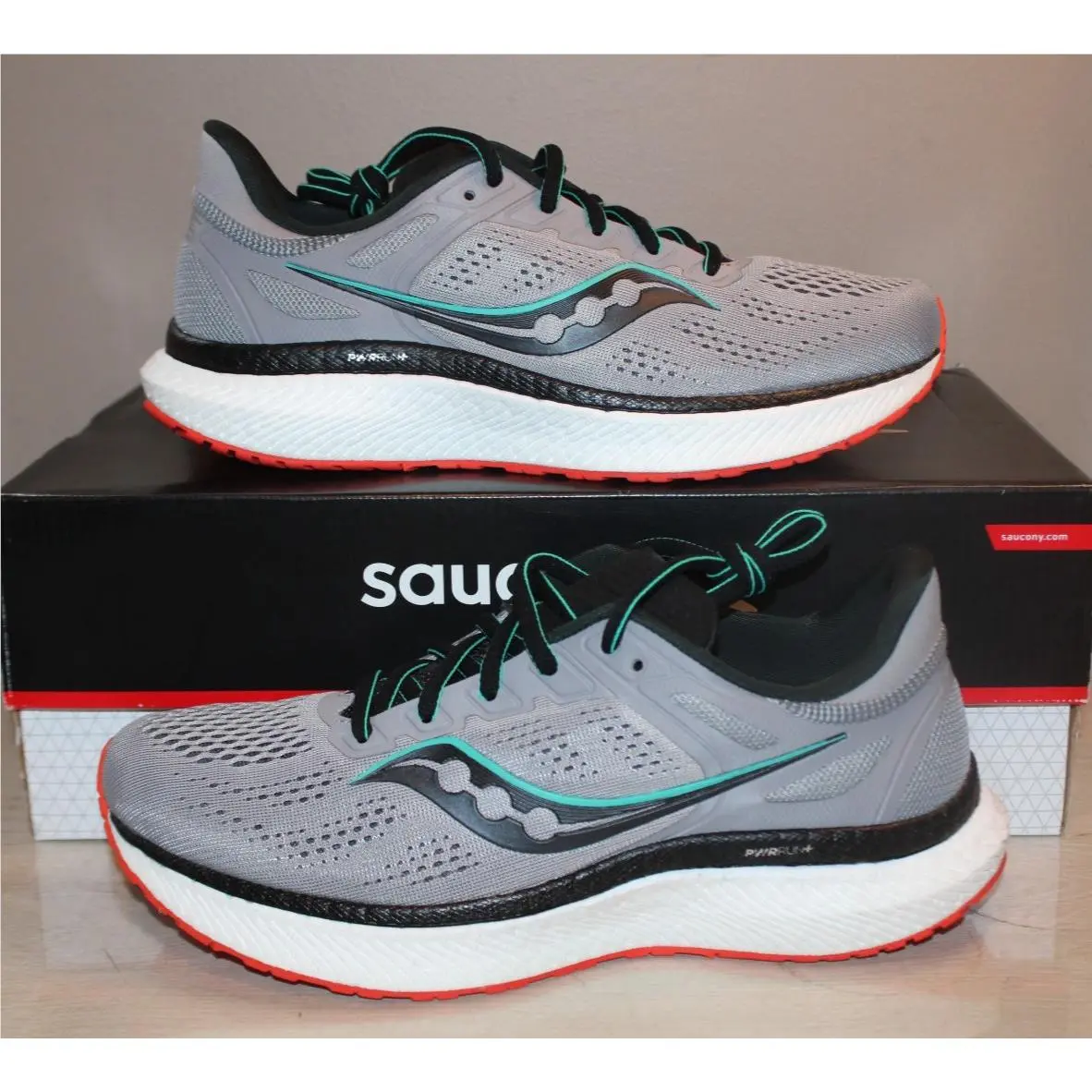 Saucony Men`s Hurricane 23 Alloy/scarlet/gris Sneakers Shoes Size 8