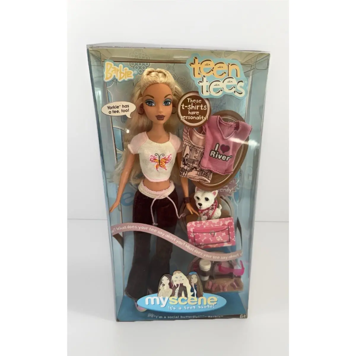 My Scene 2004 Teen Tees Barbie Doll Dog Accessories Nrfb Social Butterfly H7916