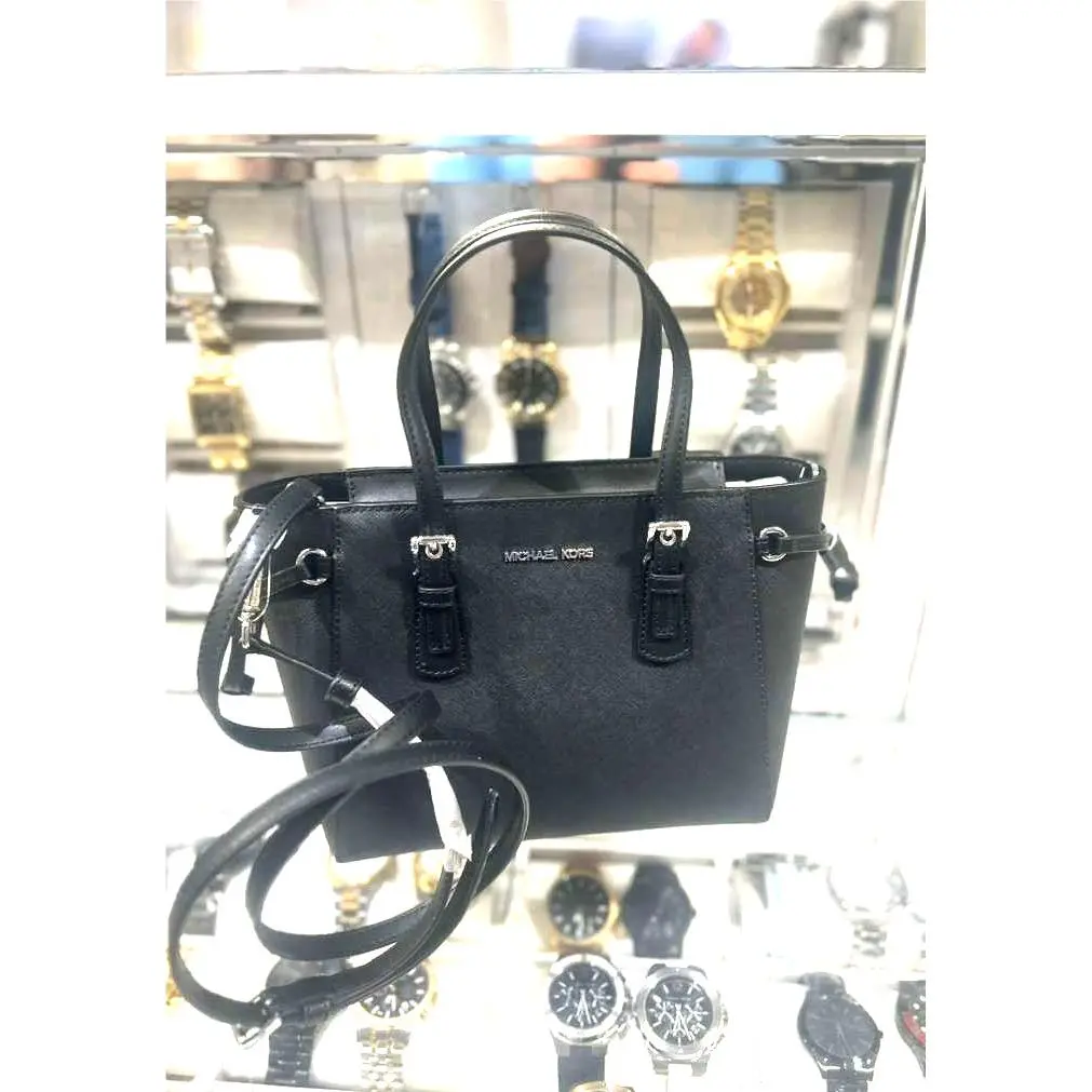 Voyager Women XS Logo Top Zip Convertible Tote MK Bag Handbag Purse BLACK by Michael Kors