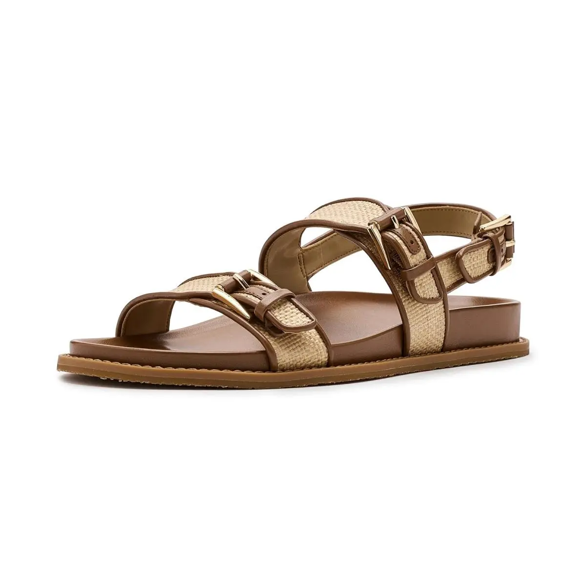 Woman`s Sandals Michael  Nia Flat Sandals Luggage 1 by Michael Kors