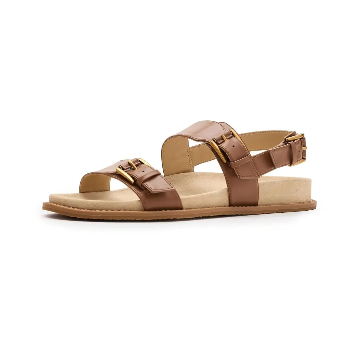 Woman`s Sandals Michael  Nia Flat Sandals Luggage by Michael Kors