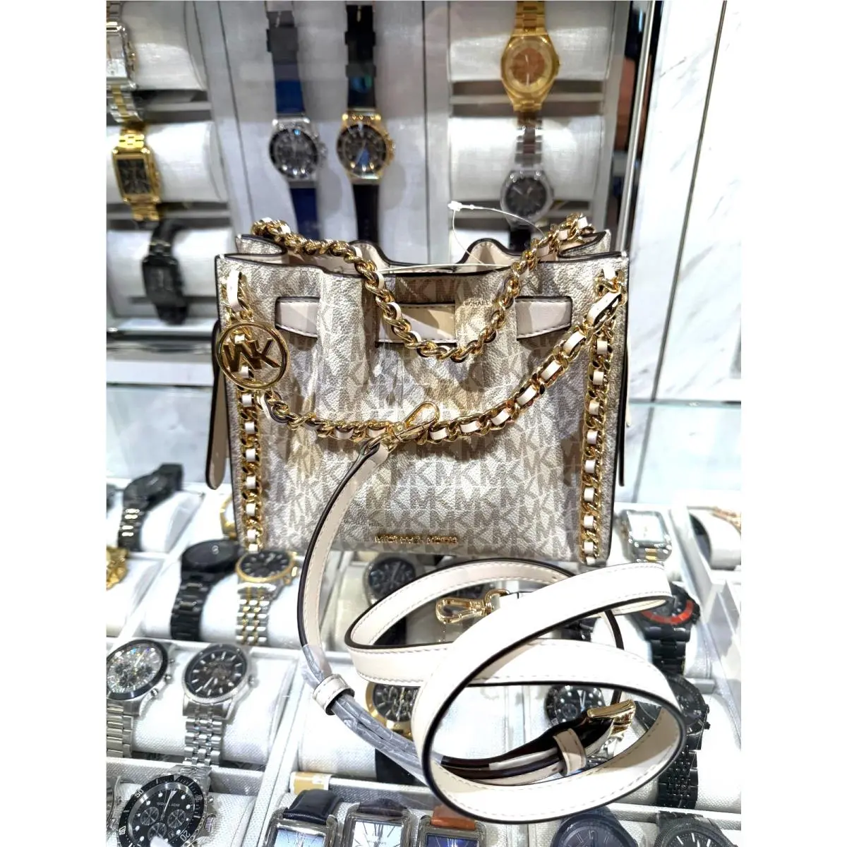 Mina Small Crossbody MK Bag Handbag Purse Messenger Shoulder Women LIGHT CREAM by Michael Kors