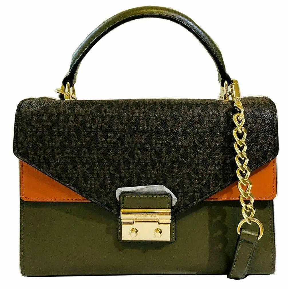 Medium Satchel in Brown Olive Orange by Michael Kors