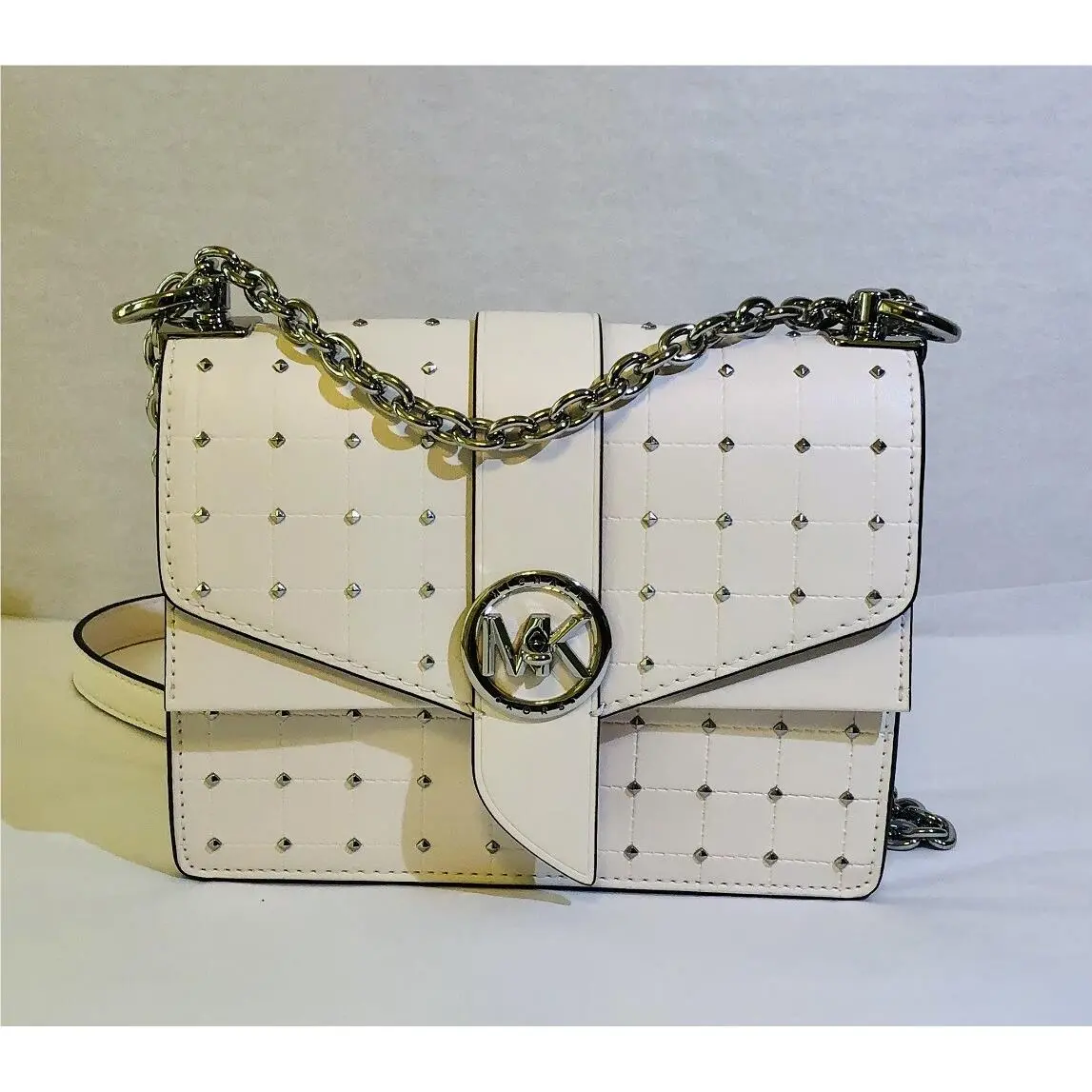 Michael Kors Checkerboard Embossed Pyramid Stud Convertible Crossbody