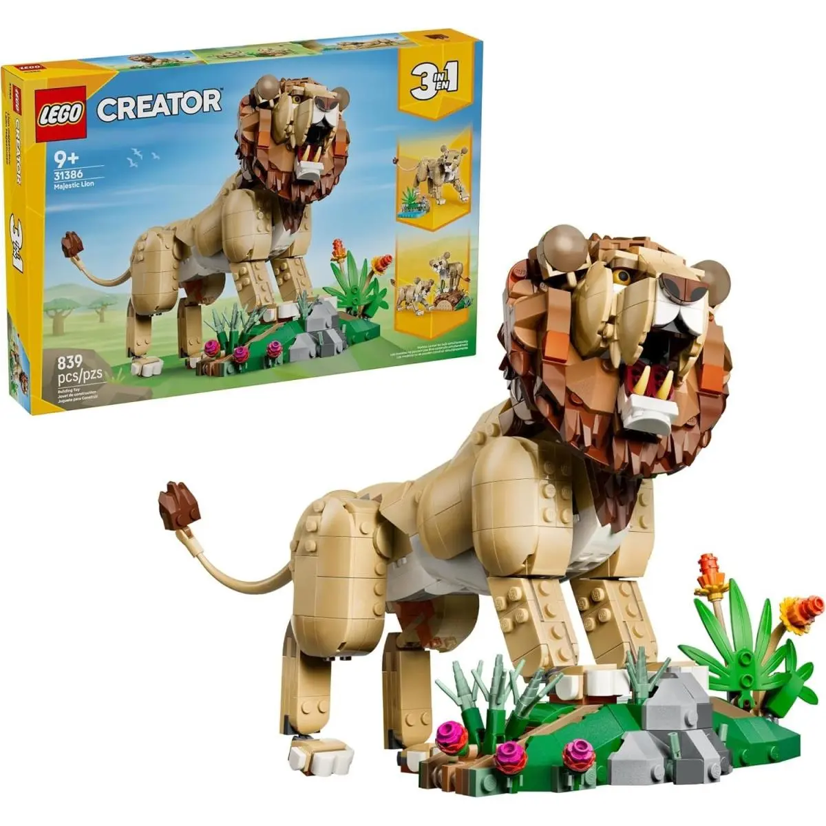 Lego Creator 3 in 1 Wild Animals: Majestic Lion 31386 Building Toy Set Gift