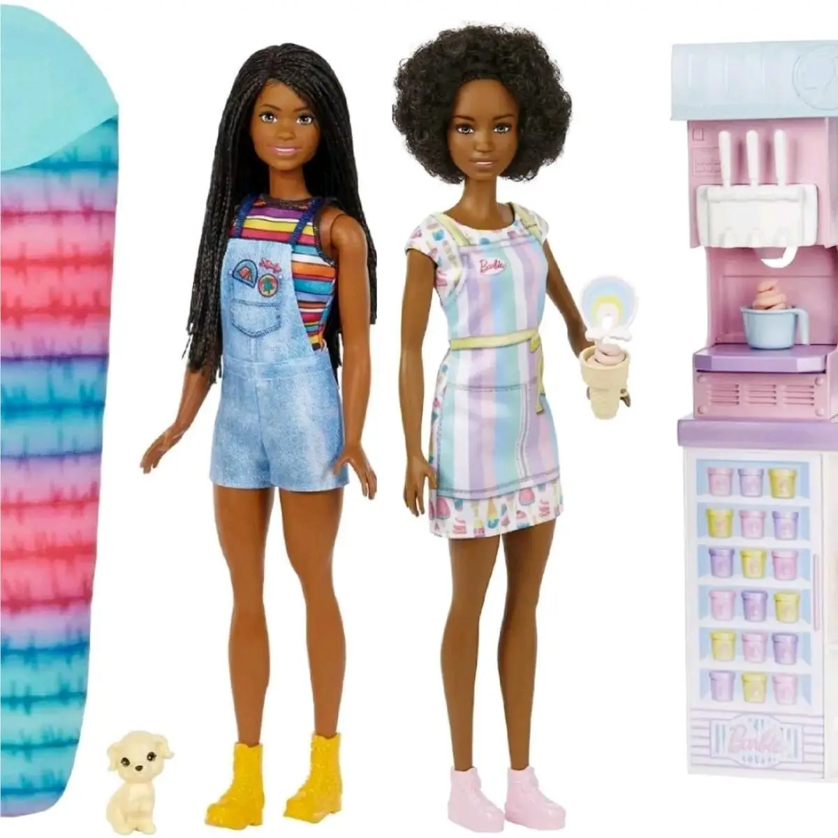 Barbie Brooklyn Camping Doll+ Ice Cream Doll with Pet Puppy+ Accessories 2