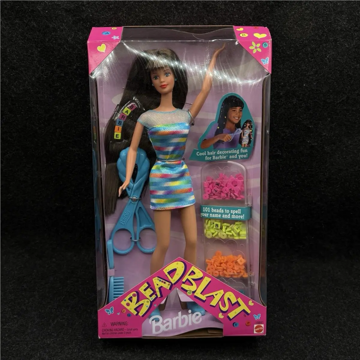 Bead Blast Barbie Doll Brunette 1997 Mattel 18891