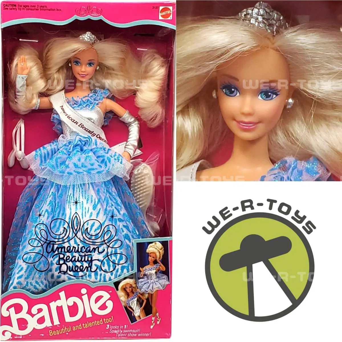 Barbie American Beauty Queen Doll 1991 Mattel 3137