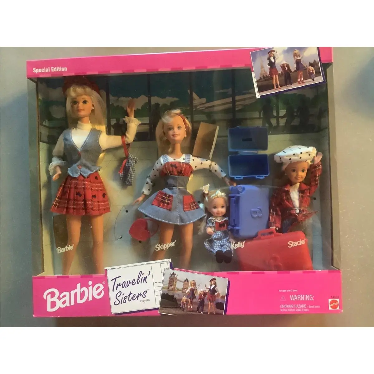 Barbie Travelin` Sisters 14073 w/ Kelly Skipper Stacie 1995 Mattel