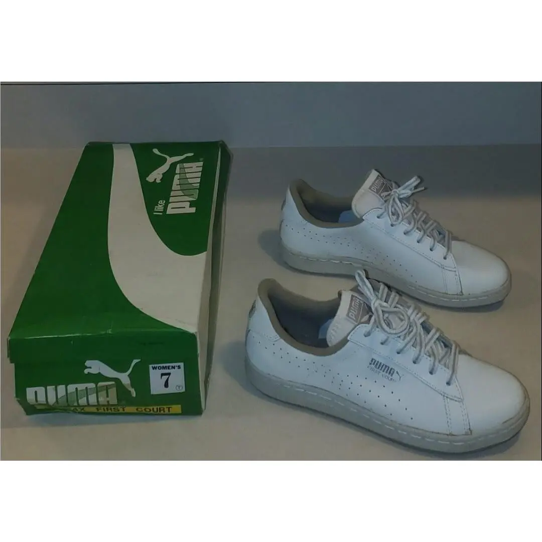 Vintage 1985 White Puma First Court Tennis Shoes Womens Size 7