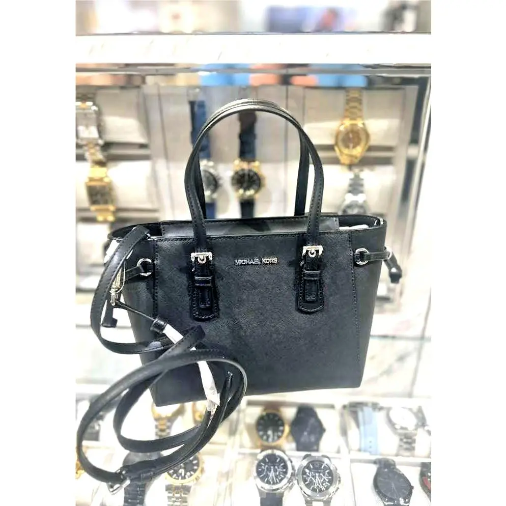 Michael Kors Voyager Women Extra-small Leather Top Zip Tote MK Bag Black