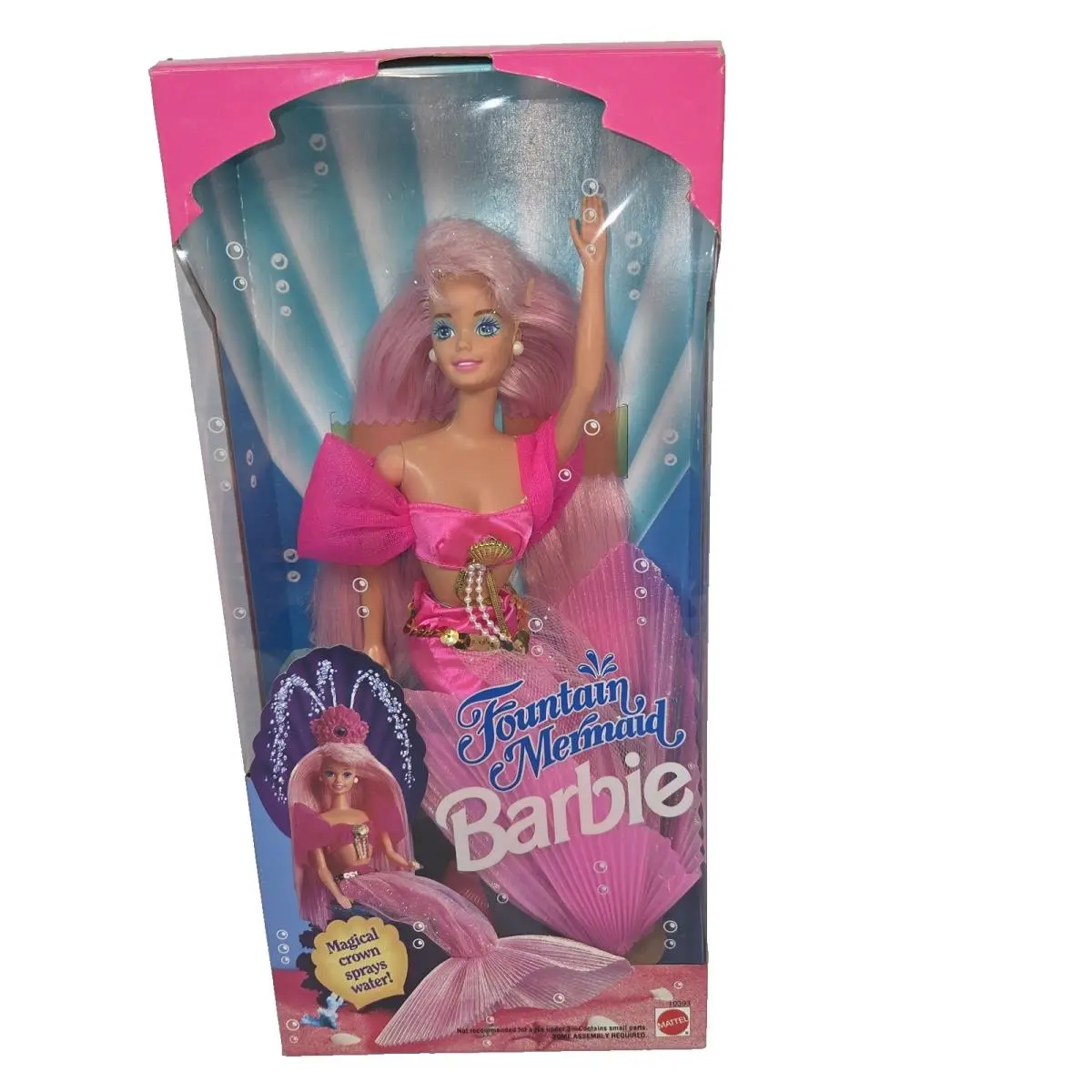 Vintage Mattel Fountain Mermaid Barbie Doll Magical Crown Sprays Water 1994
