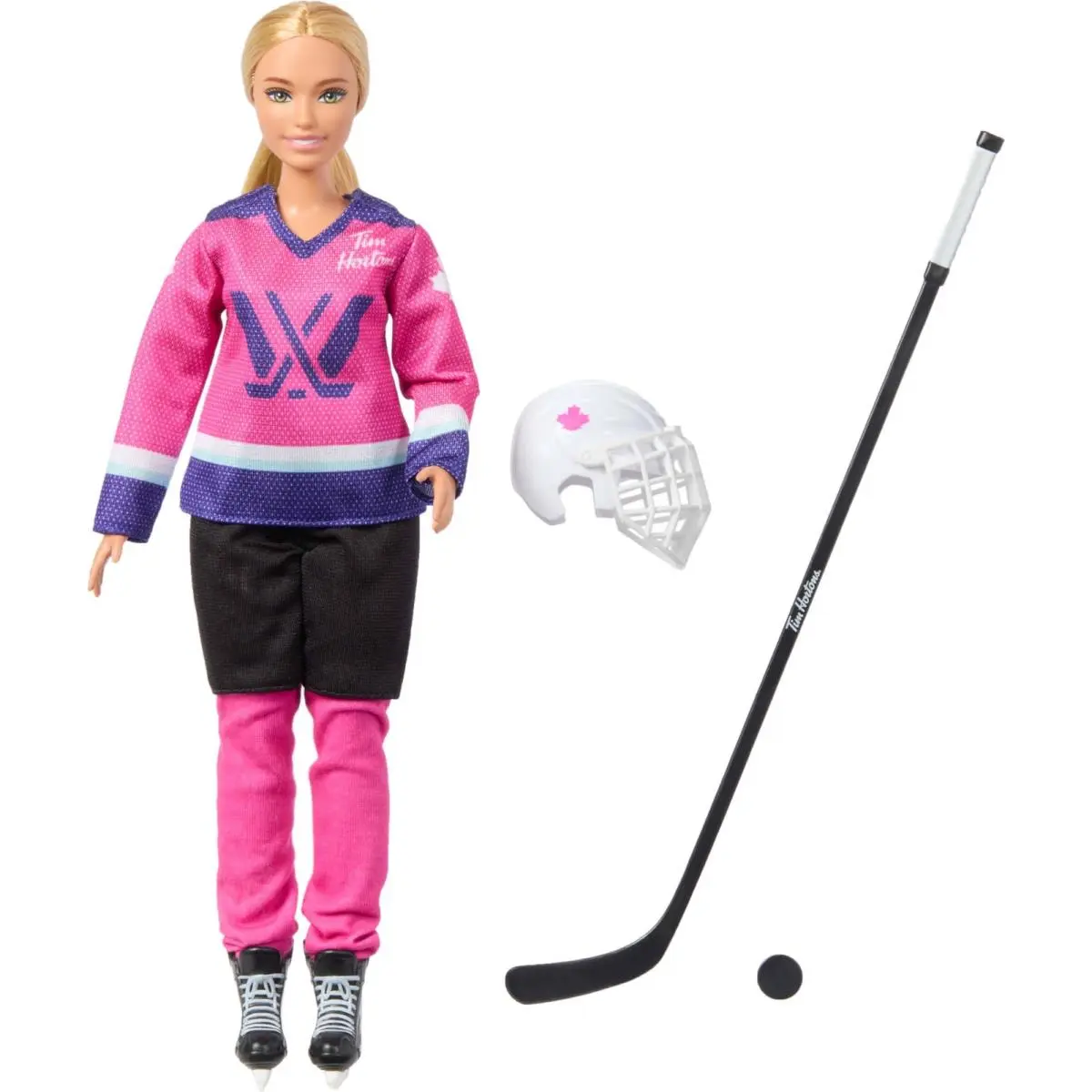 Tim Hortons Barbie Pwhl 2025 Fashion Doll in Pink Purple Teal Multicolor