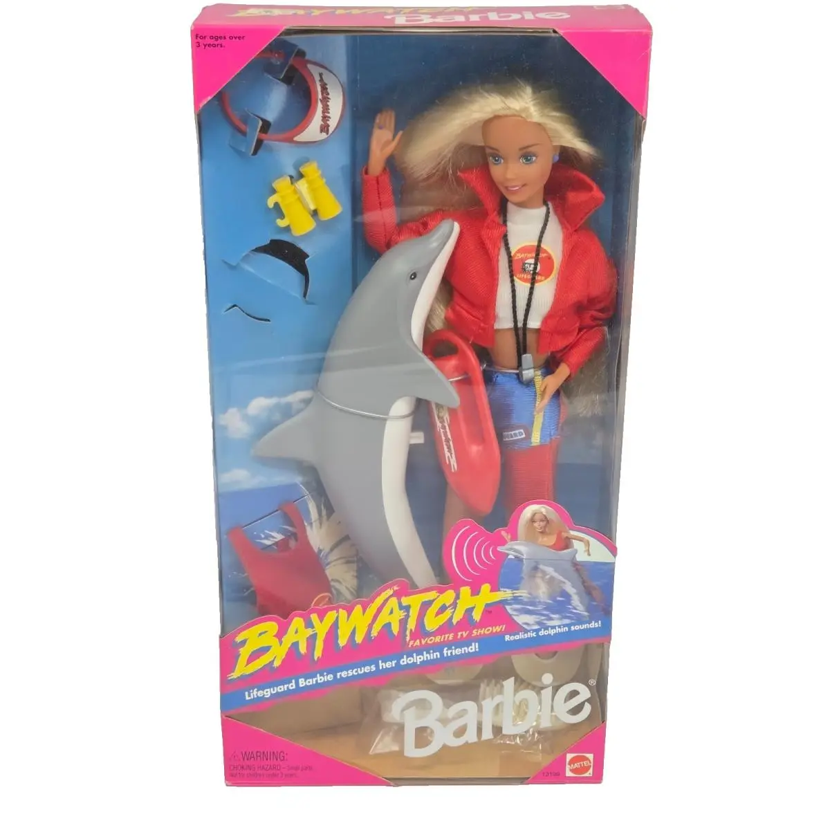 Vintage 1994 Baywatch TV Show Lifeguard Barbie Doll Mattel 13199 N Box