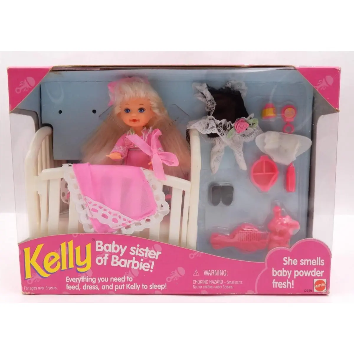Vintage Kelly Baby Sister OF Barbie Nursery Set Crib Clothes Mattel