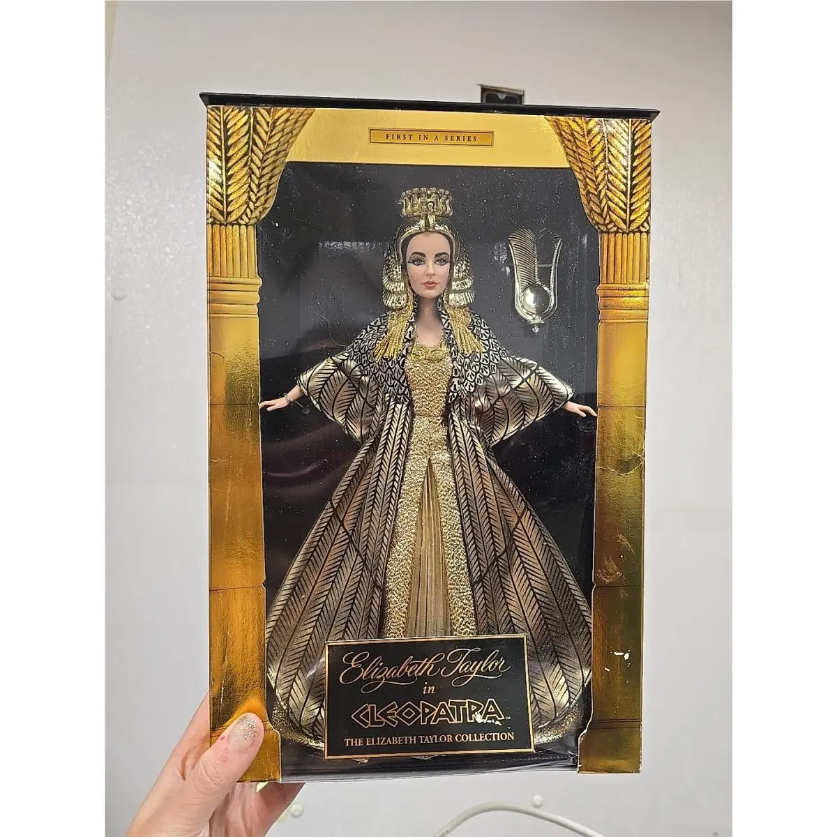 1999s Barbie Doll Elizabeth Taylor in Cleopatra. Metallic Gold Detail