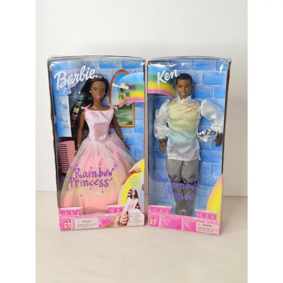 Vintage 1999 Barbie Rainbow Princess Prince Ken Fashion Dolls African American