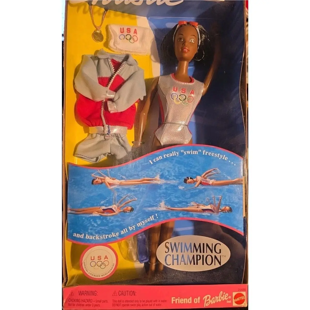 Vintage Barbie Friend Christie Swimming Champion Usa Olympics Black Doll 1999