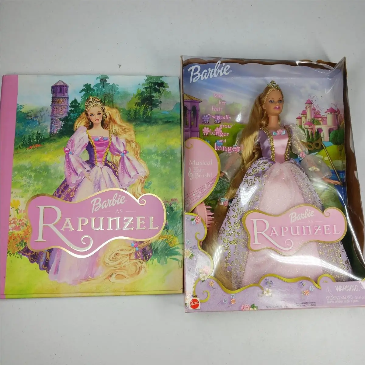 Barbie as Rapunzel w/ Musical Hairbrush 2001 Mattel Rare with 2002 Book