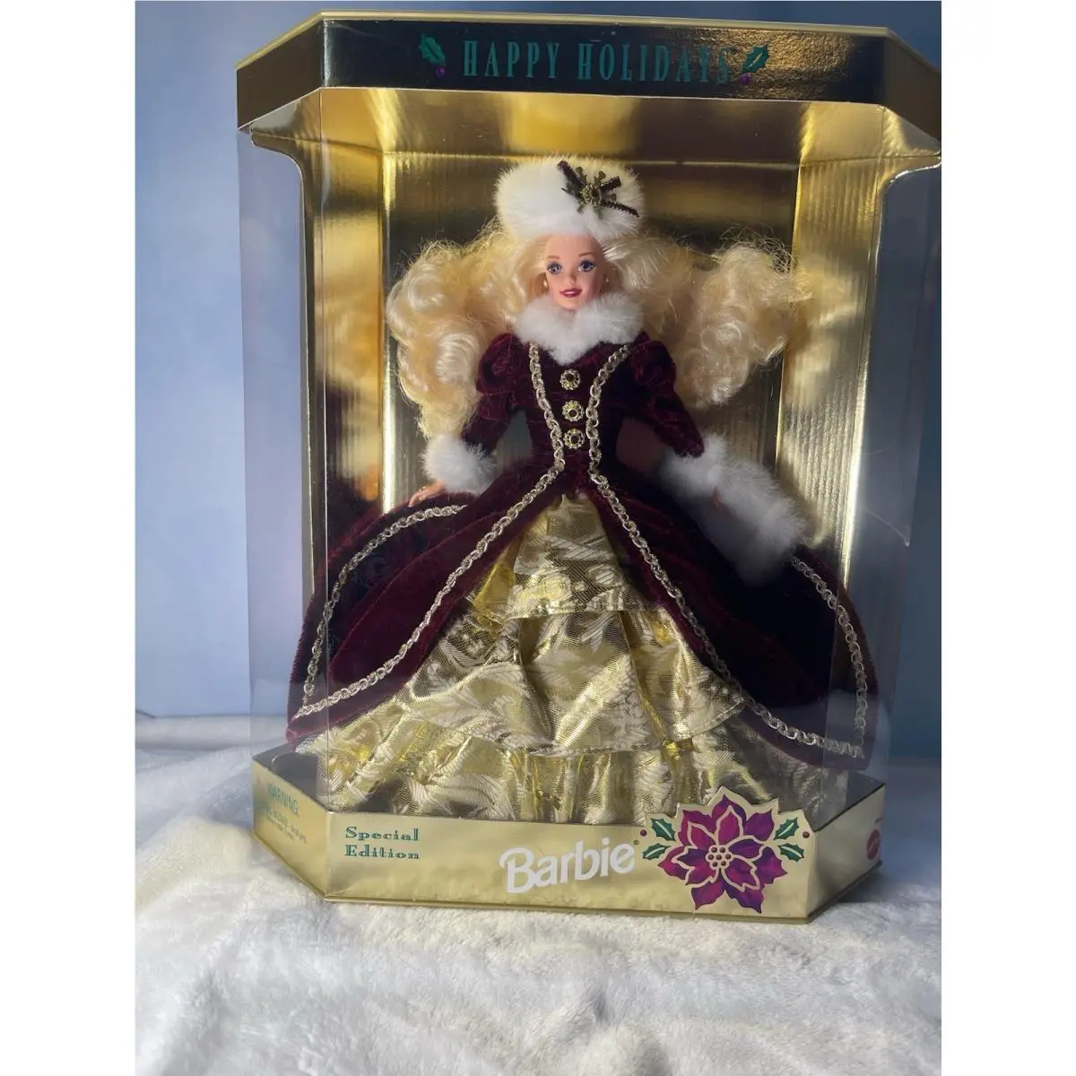 Happy Holidays Barbie 1996 Special Edition 15646 Burgundy/gold Never Open