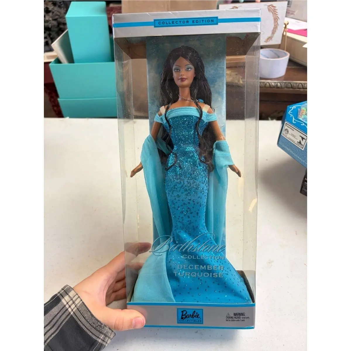 December Turquoise African American Barbie Doll 2002 Mattel B2397