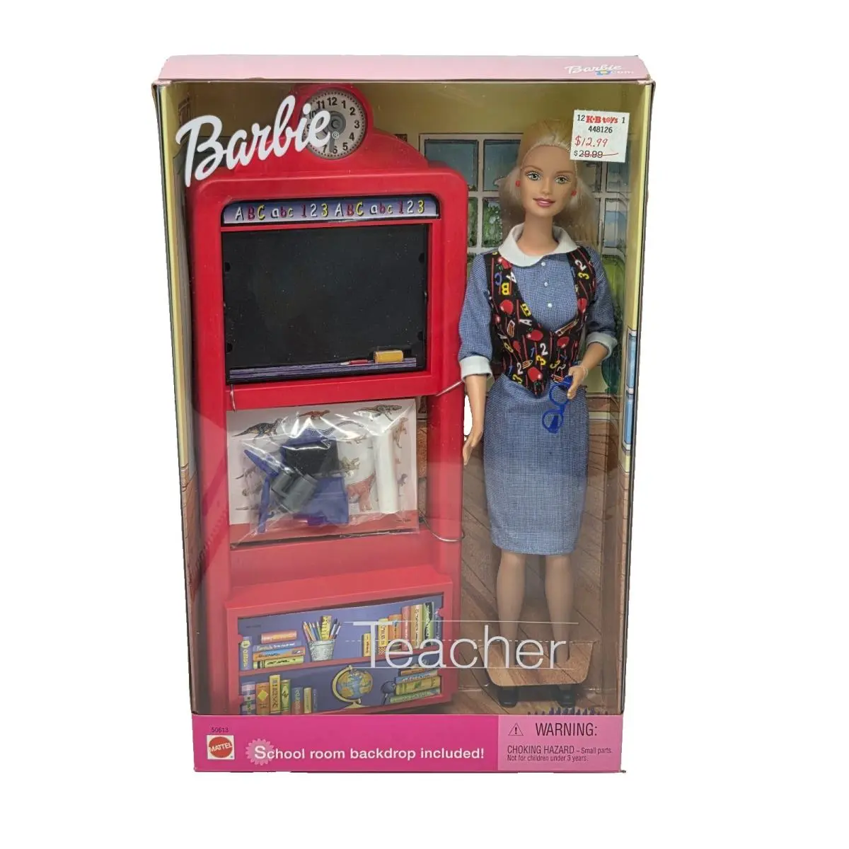 2000 Mattel School Teacher Barbie Doll W Chalkboard 50613