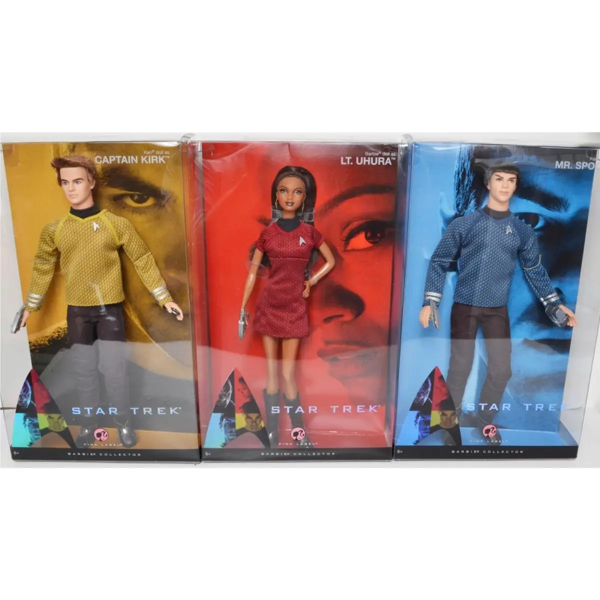 Star Trek 3 Dolls Kirk Spock Uhura Pink Label Pop Culture Collection