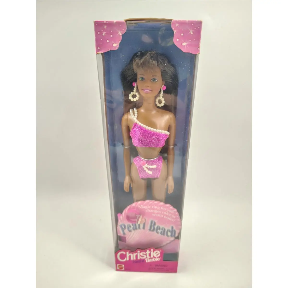 1997 Playline Collector Pearl Beach Christie African American Barbie with Ring