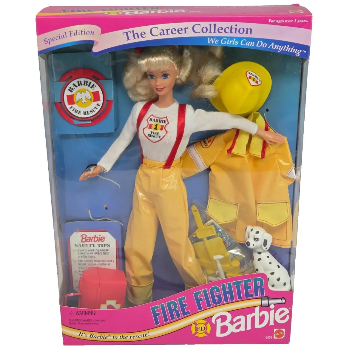 Vintage 1994 Fire Fighter Career Collection Barbie Doll Mattel 13553 N Box
