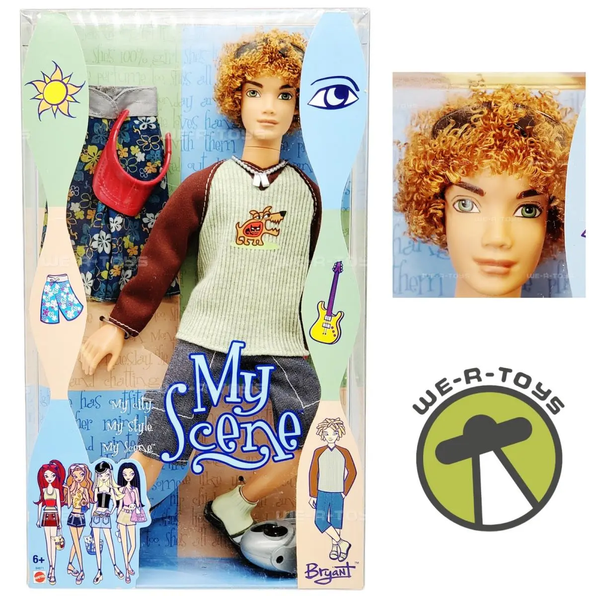 My Scene Bryant Barbie Doll with Boom Box Visor Beach Shorts