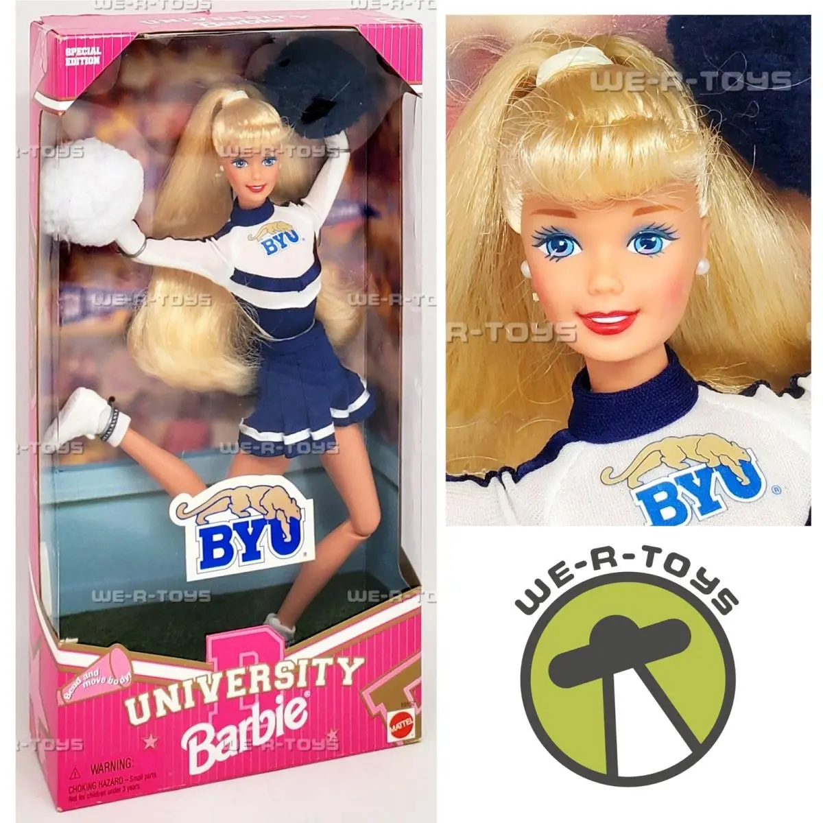 University Barbie Brigham Young University Cheerleader Doll 1996 Mattel 19152