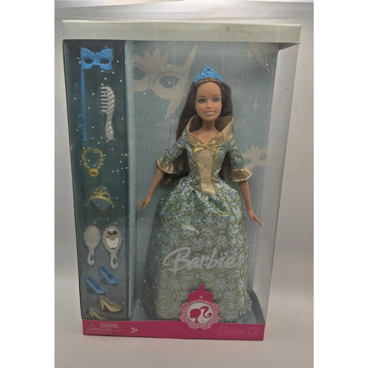 Barbie Masquerade Ball Princess Doll Blue Dress 2007 Mattel M6345 M3441