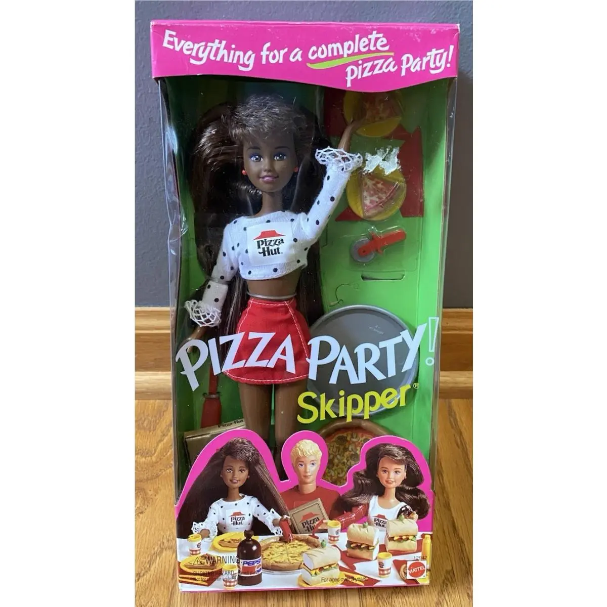Vintage Barbie Pizza Hut Pizza Party Black Skipper Doll 1994 Nrfb 12942