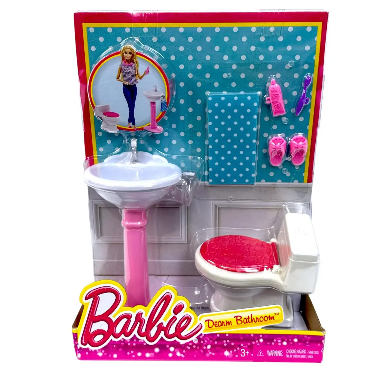 Factory Error Misspelled Barbie Dearm Bathroom Playset Misprint Box 2015