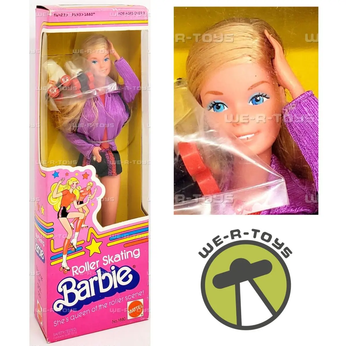 Roller Skating Barbie Doll Mattel 1980 No. 1880 Nrfb