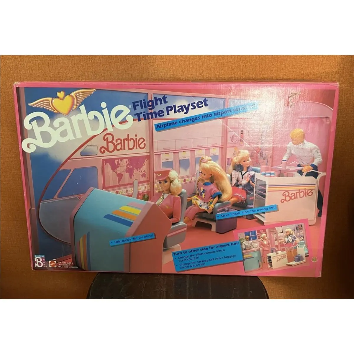 Nice Vintage 1989 Mattel 2081 Barbie Doll Flight Time Playset Nrfb