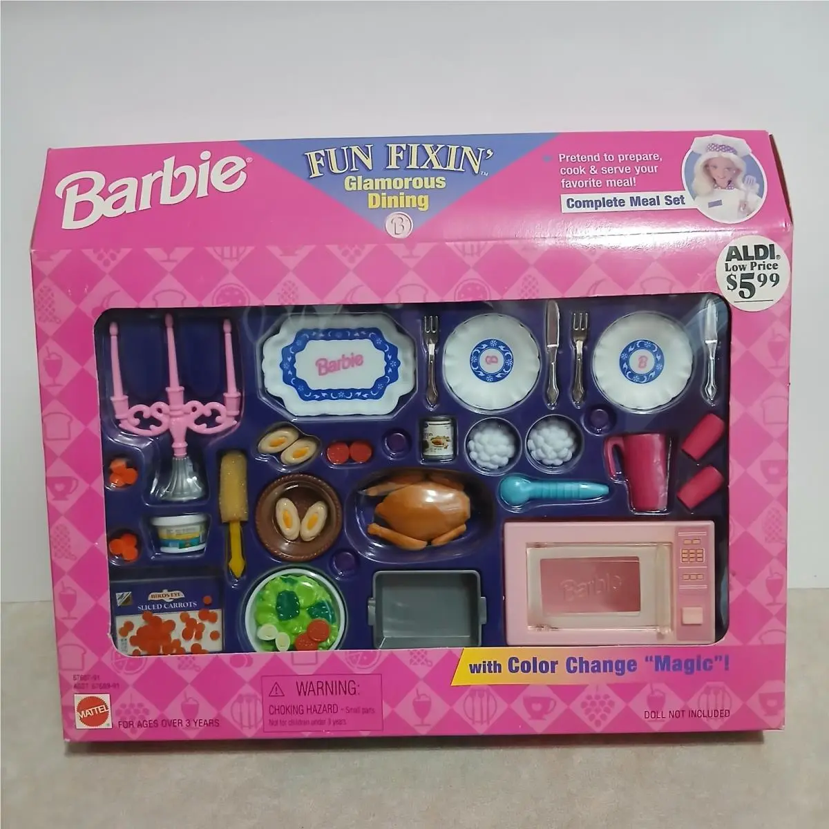 Mattel Barbie 1997 Fun Fixin` Glamorous Dining Color Changing Magic Aldi