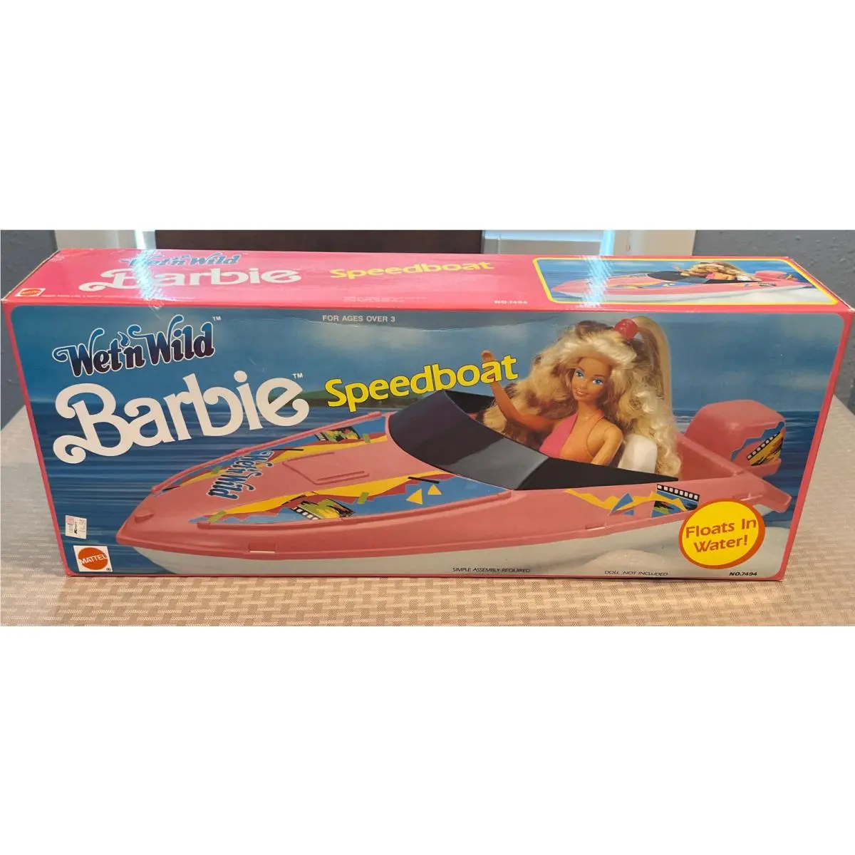 Wet `n Wild Speedboat Barbie 1989 Mattel 7494 Barbie Ken Boat