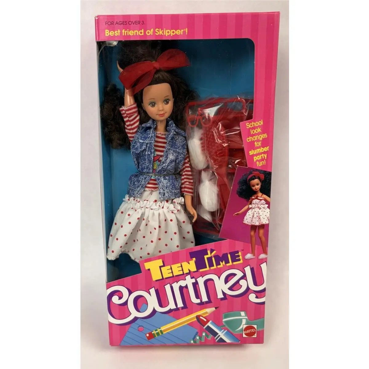 Vintage 1988 Teen Time Courtney Doll Mattel School Look 1952 Mib