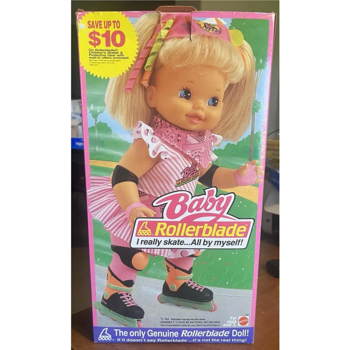 Baby Rollerblade - Mattel - 1980 - Battery Operated - 15 Doll - 4397