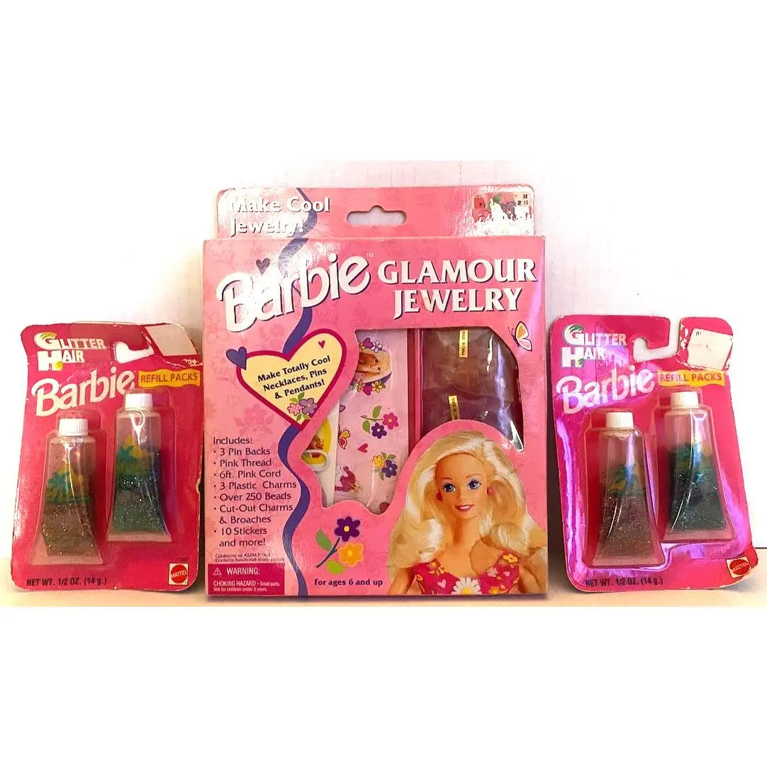 Barbie Glamour Jewelry Make Jewelry 1995 2x Barbie Glitter Hair Refill