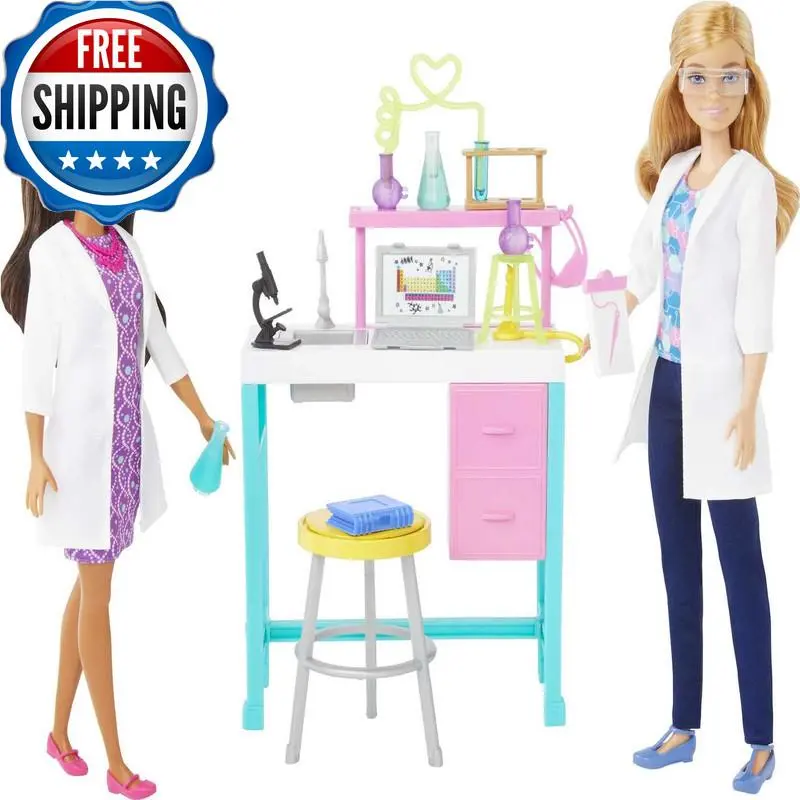 Barbie Science Lab Playset 2 Dolls Lab Bench and 10 Accessories Retailer