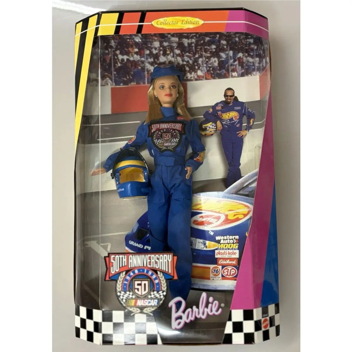 Nascar Barbie 50th Anniversary Barbie Doll Nrfb Box Excellent Cond